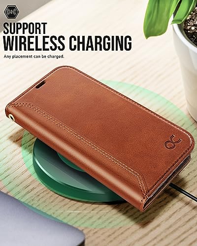 OCASE Compatible with iPhone 15 Wallet Case, PU Leather Flip Folio Case with Card Holders RFID Blocking Kickstand [Shockproof TPU Inner Shell] Phone Cover 6.1 Inch 2023, Retro Brown - color: Retro Brown