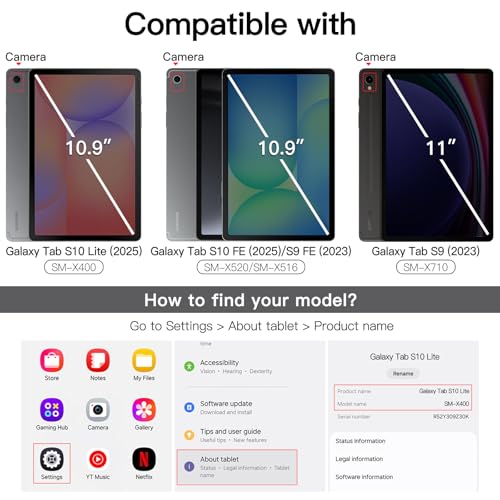 JETech Screen Protector for Galaxy Tab S10 Lite/S10 FE/S9 FE/S9, 2-Pack - size: TabS10Lite/S10FE/S9FE/S9