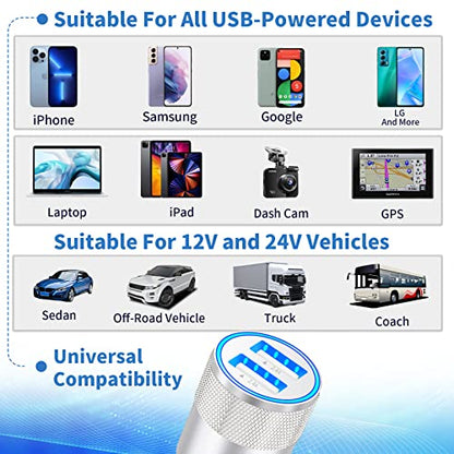 Apple MFi Certified iPhone Car Charger, 4.8A USB Car Power Fast Charging - color: Frosted Silver