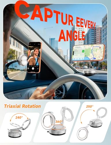 Car Phone Holder for Magsafe, [105+LBS Suction & 3800gf Magnetic] - color: Silver