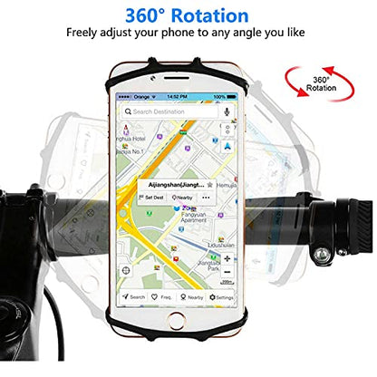 VOVIGGOL Bike Phone Mount 2 Pack, Universal Motorcycle Phone Holder for Bike, 360°Rotation Silicone Bicycle Phone Holder Handlebar Phone Mount Compatible with iPhone, Samsung, All Smartphones