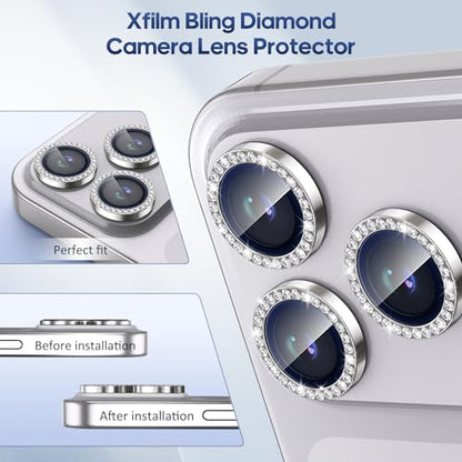 iPhone 17 Pro/17 Pro Max Camera Lens Protector Bling Diamond, Silver - color: Silver, size: 17 Pro/Max