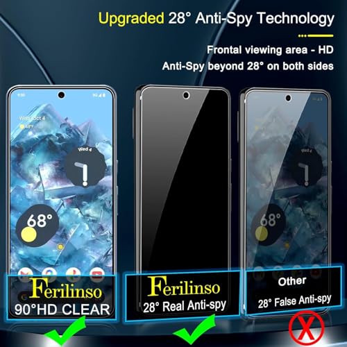 Ferilinso Privacy Screen Protector for Google Pixel 8 Pro, Tempered Glass - size: Google Pixel 8 Pro 6.7 INCH