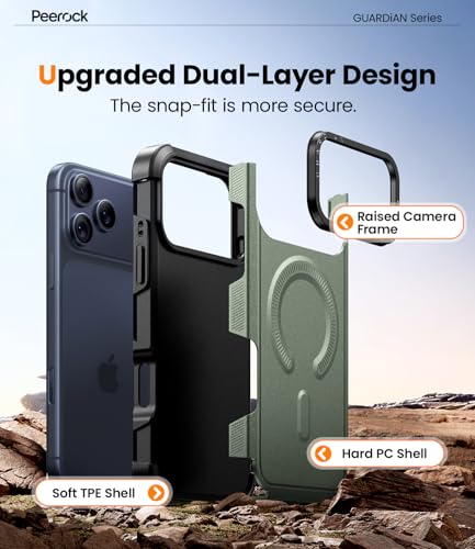 Heavy Duty for iPhone 17 Pro Max Case, [20FT Military Grade Drop Protection] Dual-Layer Shockproof Protective Phone Case, Fit for Magsafe, Rugged Tough Durable Cover, Guardian Series - Green - color: Green