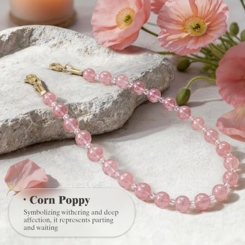 SURPHY Natural Stone Phone Charm, Beaded Phone Wrist Strap with Tether Tab - color: Watermelon Pink