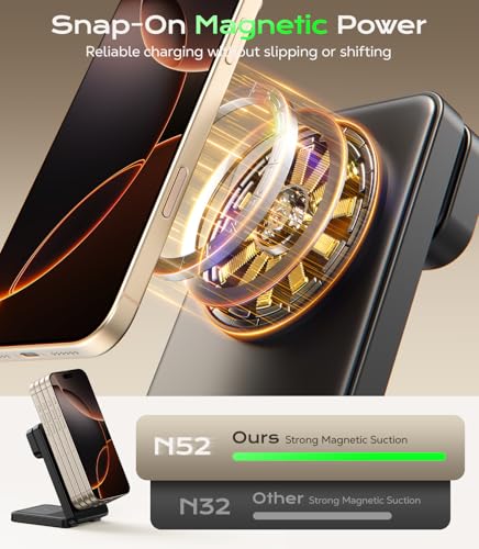 Meifigno 3 in 1 Foldable Wireless Charger for Apple Multiple Devices, Black - color: Black