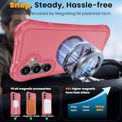 WRJ Magnetic Matte for Samsung Galaxy S26 FE Case,Samsung S25 FE Case [Fit for MagSafe][Military Grade Drop Protection] Translucent Shockproof Protective Phone Case-Peach Pink - color: Peach Pink, style: Matte