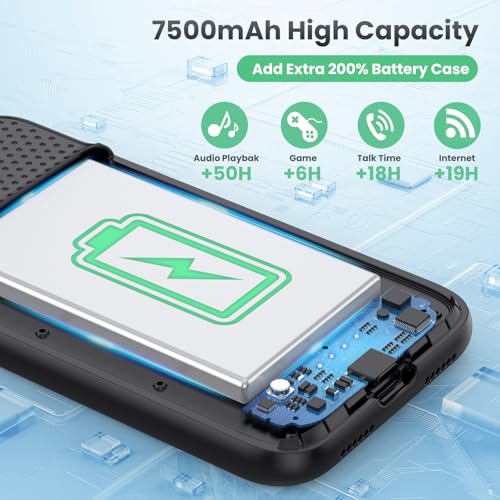 Feob Battery Case for iPhone 11/XR,[2026 Upgraded] 7500mAh Ultra-Slim Portable Extended Charger Case Cover for iPhone 11/XR Charging Case (6.1 Inch)-Black - color: Black