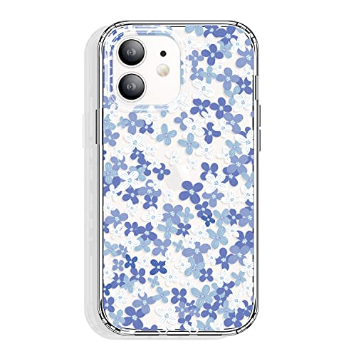 GYZYA for iPhone 12 Mini Case 5.4 Inch Clear with Design, Protective Slim TPU Cover + Shockproof Bumper for Women and Girls (Tiny Flowers/Blue) - color: Floral 18, size: iPhone 12 mini (5.4 inch)