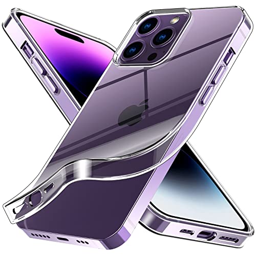Silicone Clear iPhone 14 Pro Max Case,Ultra Thin with Comfort Grip | Soft Slim-Fit TPU iPhone 14 Pro Max Phone Cover,Non-Slip,Shockproof Protection,Scrath-Resistant - size: iPhone 14 pro max case