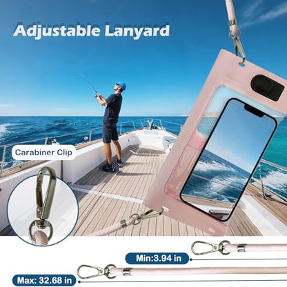 Vacuum Cell Phone Waterproof Phone Pouch IP68 Max 7” iPhone Pink | Bubble-free vacuum seal ensures HD photos & zero touch lag. IP68 waterproof protection for up to 7" iPhones & Samsung. - color: Pink, size: 1Pack