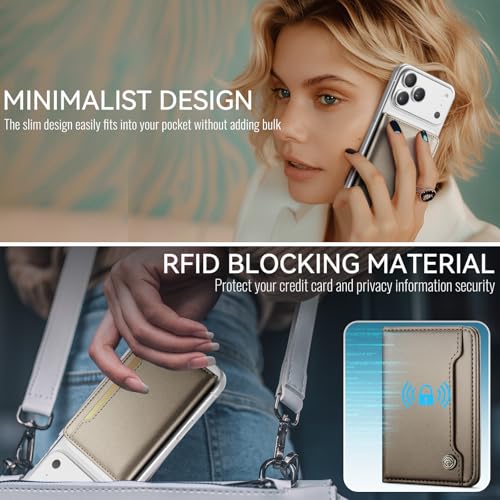 Vinich for MagSafe Wallet Magnetic RFID Blocking Card Holder, Desert Gold - color: Desert Titanium