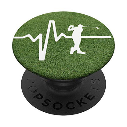 Golf player and heartbeat on golf green phone stand PopSockets PopGrip: Swappable Grip for Phones & Tablets