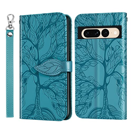 Wallet Case for Google Pixel 7 Pro with Card Holder/Slot,PU Leather Folio Flip Shell [Kickstand][Magnetic Closure][Wrist Strap] Shockproof Cover Fit Google Pixel 7 Pro, Turquoise - color: Turquoise, size: Google Pixel 7 Pro