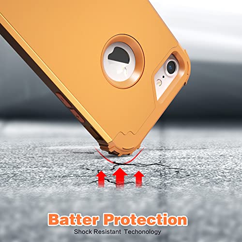 IDweel for iPhone 8 Case with Screen Protector(Tempered Glass),for iPhone 7 Case, 3 in 1 Shockproof Hybrid Heavy Duty Hard PC Cover Soft Silicone Sturdy Bumper Full Body Sturdy Case,Sundial Yellow - color: Sundial Yellow