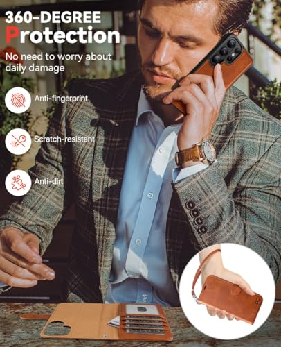 OCASE for Samsung Galaxy S26 Ultra Detachable Wallet Case with Card Holder, [2 in 1] PU Leather Flip Folio Case with RFID Blocking Stand Wrist Strap Shockproof Phone Cover 2026, Brown - color: Brown, size: Samsung Galaxy S26 Ultra