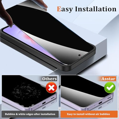 Asstar [2 Pack Privacy Screen Protector for Samsung Galaxy A37 5G | 9H Tempered Glass Samsung Galaxy A37 5G Privacy Screen Protector, Anti-Spy, Anti-Scratch, Case Friendly, Easy Install Frame - color: Black-Galaxy A37