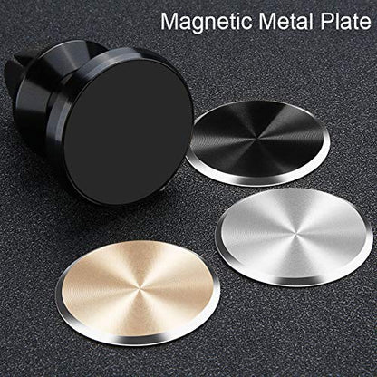 Metal Plates Replacement Set 4 Pack for Magnetic Car Mount. Kit of 4 Black Round Discs Without Holes for Case Back, Phone Magnets. Strong 3M Adhesive Backing Circular Cell Phone Holder Stickers. - color: Black