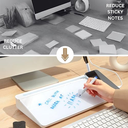 Garood Desktop Whiteboard with Wireless Charger Adapter Included Desk Buddy Charging Desktop Whiteboard Keyboard Glassboard Dry Erase Board Dry Erase Accessories 15.8X7X2 inches - color: White
