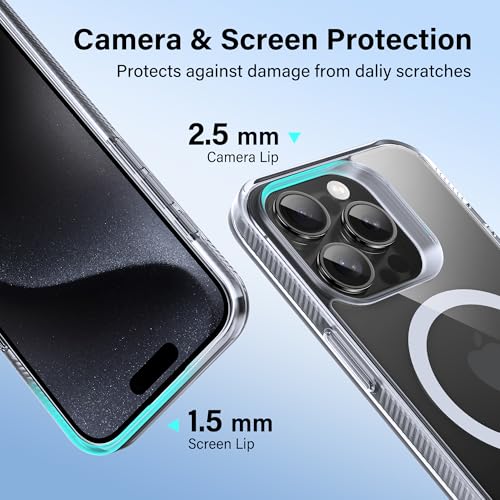 Supdeal Magnetic Clear Case for iPhone 15 Pro Max, [Compatible with MagSafe] [Non Slip Bumper & Not Yellowing] Military Grade Shockproof Transparent Silicone Phone Cover, 6.7", Transparent - color: Transparent, size: iPhone 15 Pro Max