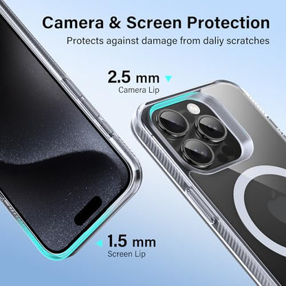 Supdeal Magnetic Clear Case for iPhone 15 Pro Max, [Compatible with MagSafe] [Non Slip Bumper & Not Yellowing] Military Grade Shockproof Transparent Silicone Phone Cover, 6.7", Transparent - color: Transparent, size: iPhone 15 Pro Max