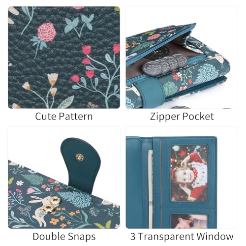 GOIACII Women's Wallet RFID Blocking Large Capacity Card Holder Ladies Phone Clutch Travel Long Purse Rabbit Print - color: Z04 Rabbit Print Blue