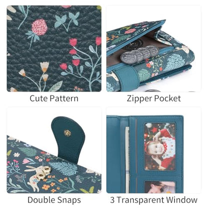 GOIACII Women's Wallet RFID Blocking Large Capacity Card Holder Ladies Phone Clutch Travel Long Purse Rabbit Print - color: Z04 Rabbit Print Blue