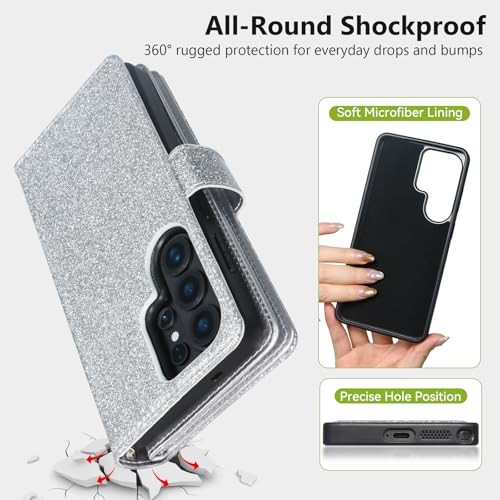 Varikke for Galaxy S26 Ultra Wallet Case Magnetic Detachable, Silver - color: Silver, size: Galaxy S26 Ultra 6.9"