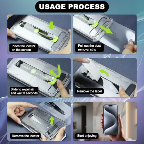 2 Pcs Screen Protector for iPhone 16, Glossy Tempered Glass Screen Protector with Alignment Frame, Anti-Scratch, Bubble Free - color: iPhone 16