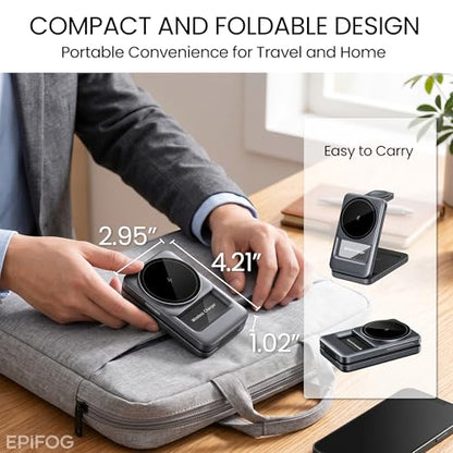 3 in 1 Charging Station Foldable Fast Charging for Magsafe Gray - color: Gray