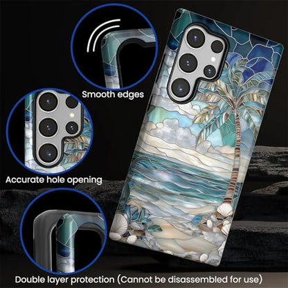 Case for Samsung Galaxy S23 Ultra,Anti-Scratch Full-Body Cover Shockproof Slim Design Case,PC Hard Shell & Silicone Inner Bumper -Beach Palm Tree - color: Beach Palm Tree, size: Galaxy S23 Ultra