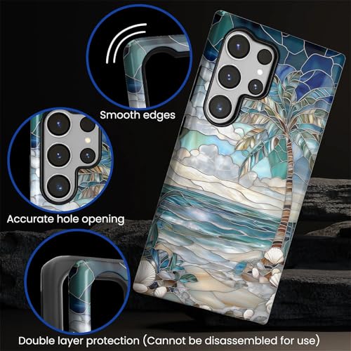 Case for Samsung Galaxy S23 Ultra,Anti-Scratch Full-Body Cover Shockproof Slim Design Case,PC Hard Shell & Silicone Inner Bumper -Beach Palm Tree - color: Beach Palm Tree, size: Galaxy S23 Ultra