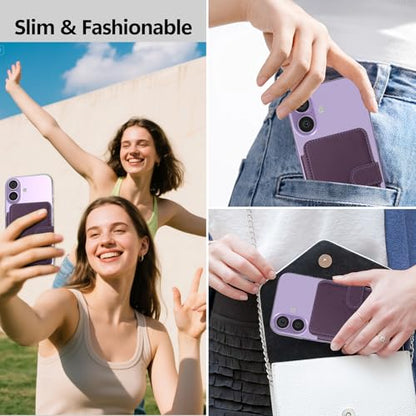 for MagSafe Wallet, Magnetic Phone Wallet RFID Blocking, 4 Card Holder - color: Purple