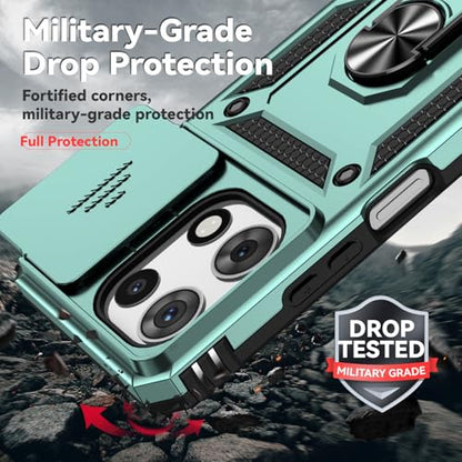 for Motorola Moto G 2025 / Moto G 2026 / Moto G Play 2026 Case, with Slide Camera Cover Screen Protector Ring Holder Kickstand Military Grade Protection Drop Tested Protective Phone Case (Dark Green) - color: Dark Green Military-Grade 2nd gen