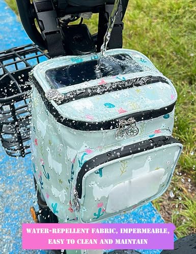 Bike Handlebar Bag - Waterproof Pouch with Phone Touch Screen Pocket, Dark Blue, 8.3"x7.5"/ 21x19 cm - color: Dark Blue
