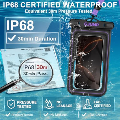 Waterproof Phone Pouch Floating, 2 Pack IP68 Dry Bag Cell Phone Case | Waterproof Phone Case with iPhone 17 16 15 14 Pro Max, Snorkeling Beach Swimming Cruise Travel Essentials, Lanyard Included - color: Purple*2