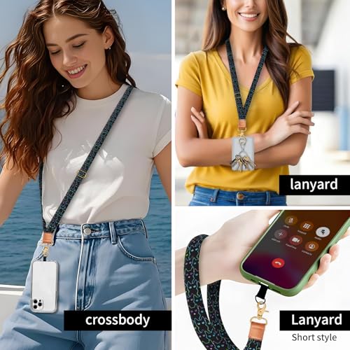 Phone Lanyard Crossbody Wrist Strap, Universal Adjustable Neck Strap for Phone Case Keys ID Badges, Travel Essential - color: Cute Black Cats