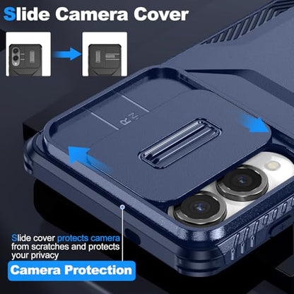 Asuwish Phone Case for Samsung Galaxy S25 Edge 5G with Screen Protector and Slide Camera Cover Rugged Hybrid Shockproof Protective Cell Accessories S25Edge 25S S 25 25Edge 6.66 2025 Women Men Blue - color: Blue