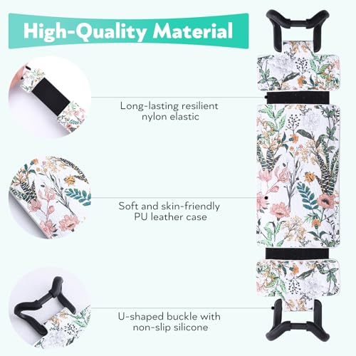 Secure Hand Strap for Kindle and Tablet - High Elasticity Finger Grip Holder Accessories for 6-8 Inches E-Book Tablet. - color: White Flower