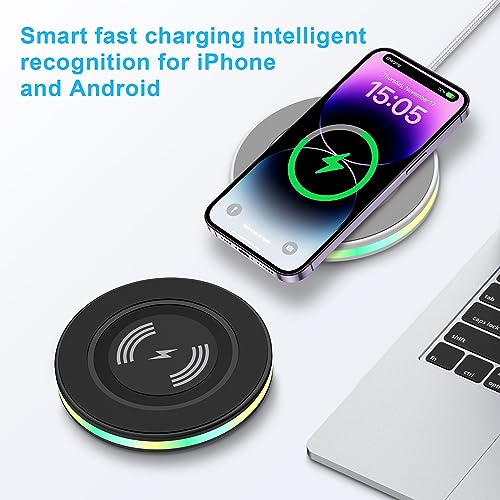 Samsung Wireless Charger Fast Charging Pad Android Phone Charger Pad Station for Samsung Galaxy S25 S24 Ultra S24+ S24 S23 S22 S21 S20 S10,iPhone 16 15 Pro Max Plus 14 13 12,Google Pixel 9 8 Pro 8 7 - color: Black