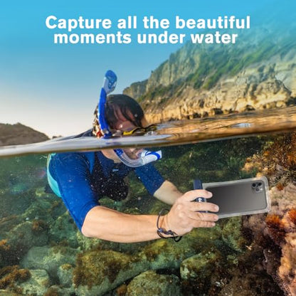 2 Pack JOTO Waterproof Phone Pouch Case Up to 7", IPX8 Underwater Phone Case Cellphone Dry Bag for iPhone 17/Air 16 15 14 13 12 Pro Max Xs Max XR X 8 7 6S Plus SE/Galaxy S24 S23 S22 S21 - Black & Navy - color: Transparent Black/Navy