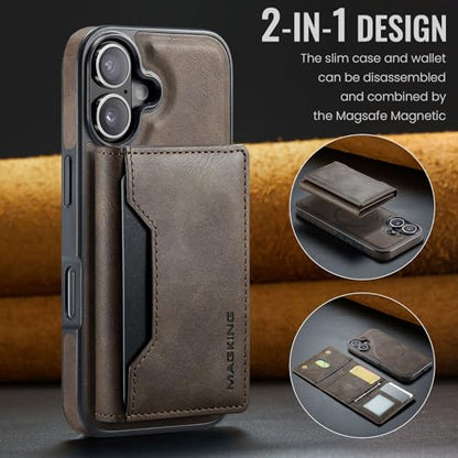 K2 2 in 1 Detachable Magnetic Phone Cases Compatible with iPhone 17 Case with Card Holder RFID Blocking, Compatible with Magsafe Wallet, Leather 6.3'' (Coffee, iPhone 17) - color: Coffee, size: iPhone 17