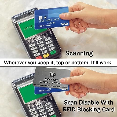 SaiTech IT 5 Pack RFID Blocking Card for Credit Debit ID Card, Grey | Slim Anti-Theft Contactless NFC RFID Blocker Protector, Easily Fit into Wallet and Purse, for Men & Women - color: Grey