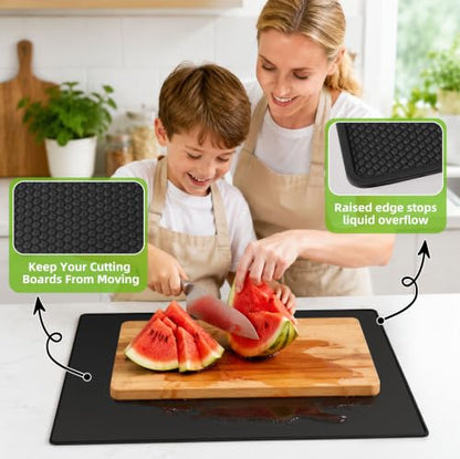 15"x18" Extra Large Double-Sided Non-Slip Cutting Board Mat - color: Large Black