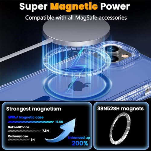 WRJ Magnetic Clear for iPhone 13 Case,iPhone 14 Case,[Compatible with MagSafe][Military Grade Drop Protection] Transparent Full Body Shockproof Protective Phone Case-Blue - color: Blue, style: Transparent
