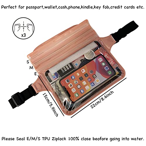 Waterproof Waist Pouch Dry Belt Bag Fanny Pack Keep Your Key Fob Wallet Kindle Phone Dry Perfect For Swim Surf Snorkel(Pink) - color: Pink