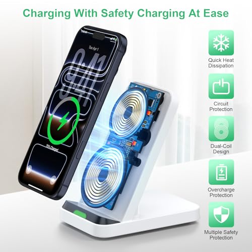 Wireless Charger for Samsung S26 Ultra S26+ S26, 15W Android Phone Stand - color: White