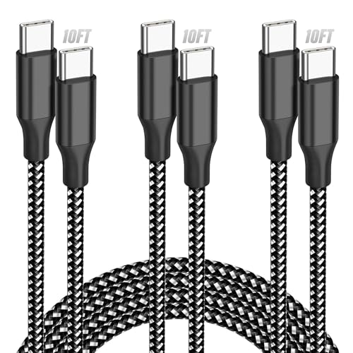SwaggWood 60W USB C to USB C Cable 10ft 3 Pack Fast Charging Braided Cord