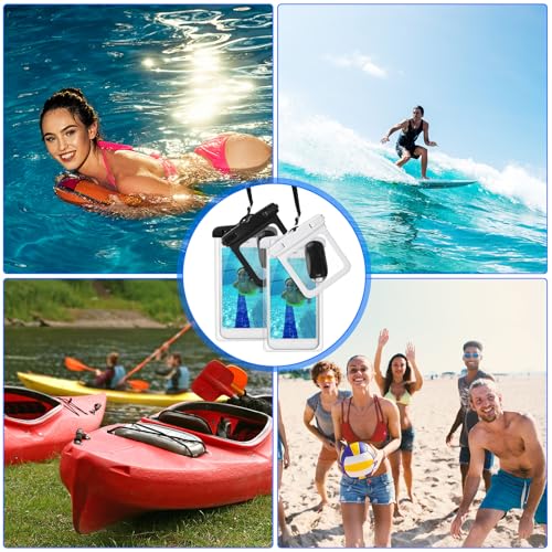 Relaxweex 4 Pcs Waterproof Phone Pouch and Cash ID Key Fob Cases Underwater Case Dry Bag with Lanyard Phone Holder Protector Vacation Beach Pool Travel