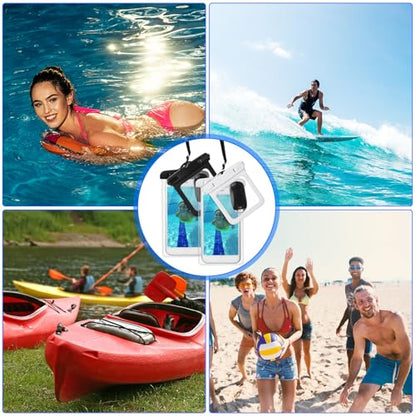Relaxweex 4 Pcs Waterproof Phone Pouch and Cash ID Key Fob Cases Underwater Case Dry Bag with Lanyard Phone Holder Protector Vacation Beach Pool Travel